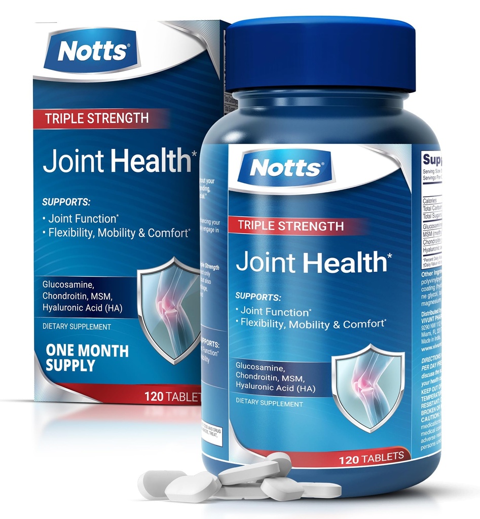 Joint Health Triple Strength Note 124; Glucosamin, Chondroitin & MSM, Joint Support Supplement, 120 overtrukne tabletter