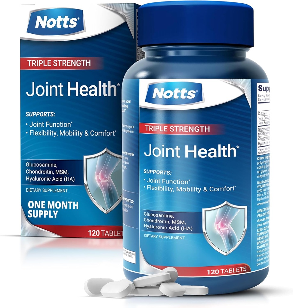 Joint Health Triple Strength Note 124; Glucosamin, Chondroitin & MSM, Joint Support Supplement, 120 overtrukne tabletter