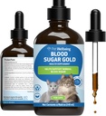 Pet Wellbeing Blood Sugar Gold Cats - Holistic Blood Sugar Support, Pancreas & Liver Health, Gymnema, Fenugreek & Devil’s Club - NASC Certified & Vet-Formulated - 4 oz Liquid
