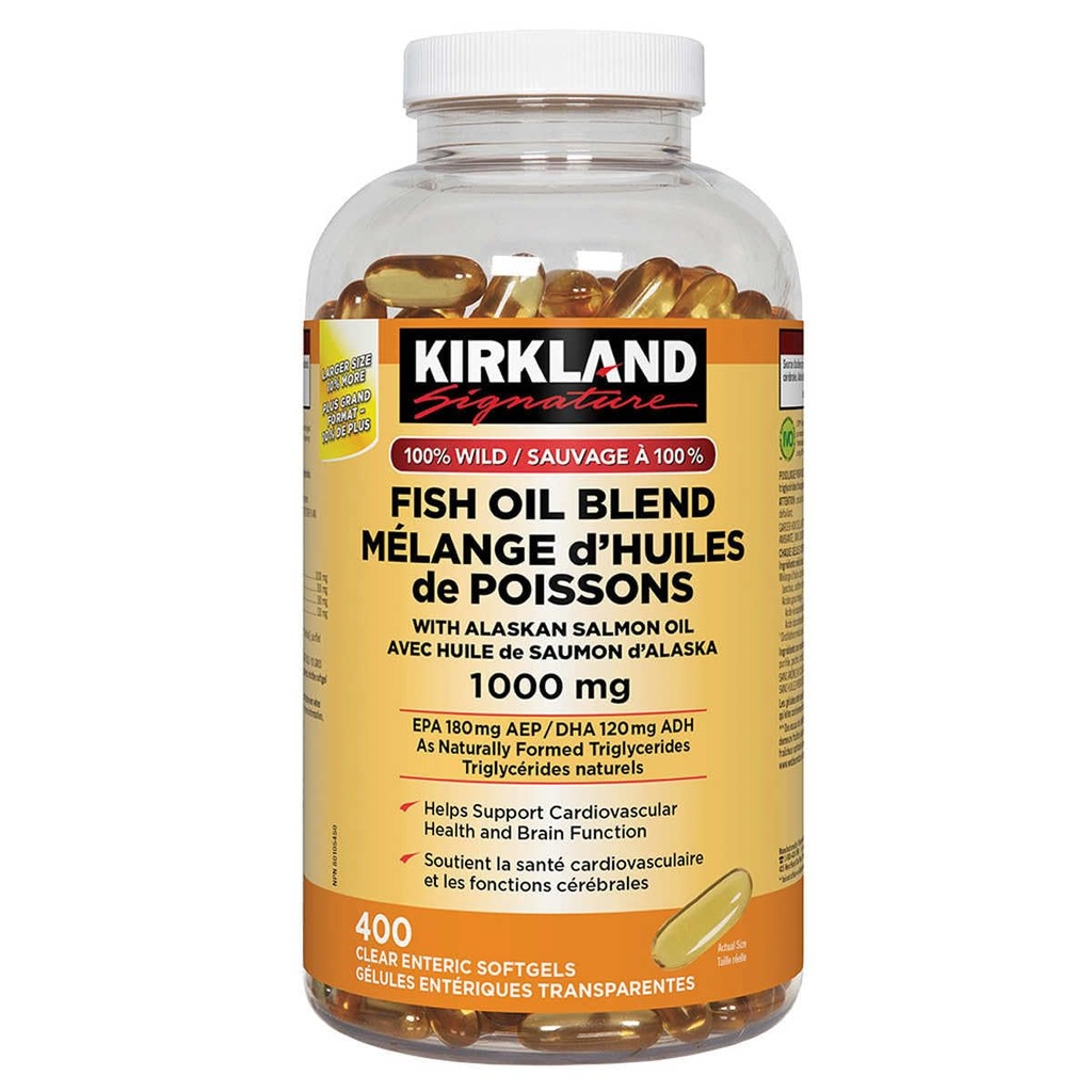 Costco Companies Inc. Kirkland Signature 100% Wild Fish Oil Blend med Alaska Salmon Oil, 1000mg, 400 Softgels