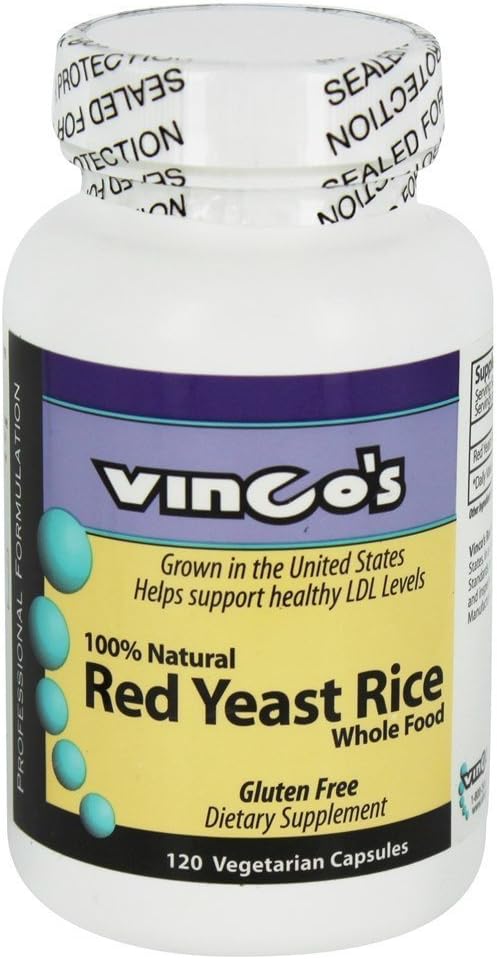 Vincos - 100% Natural Red Gær Rice - 120 Vegetariske Kapsler