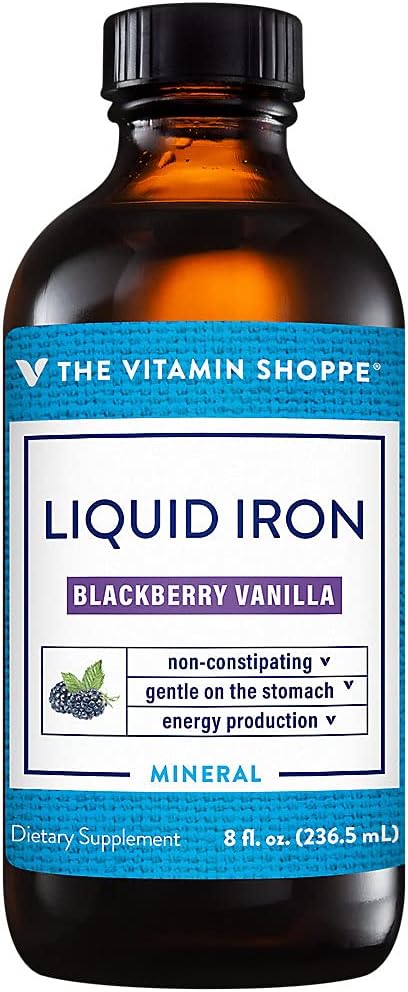 Den Vitamin Shoppe Flydende Jern, BlackBerry Vanilla Flavored, Let Absorberet, Ikke Forstoppelse, Energiproduktion immunforsvar (8 Fluid Ounces Flydende)