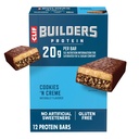 CLIF BUILDERS Protein Bars - Cookies 'n Cream Flavor - 20g Plant Based Protein - Gluten Free - Non-GMO - Lav Glycemisk - Ingen kunstige sødestoffer - 2.4 oz. (12 Pack)