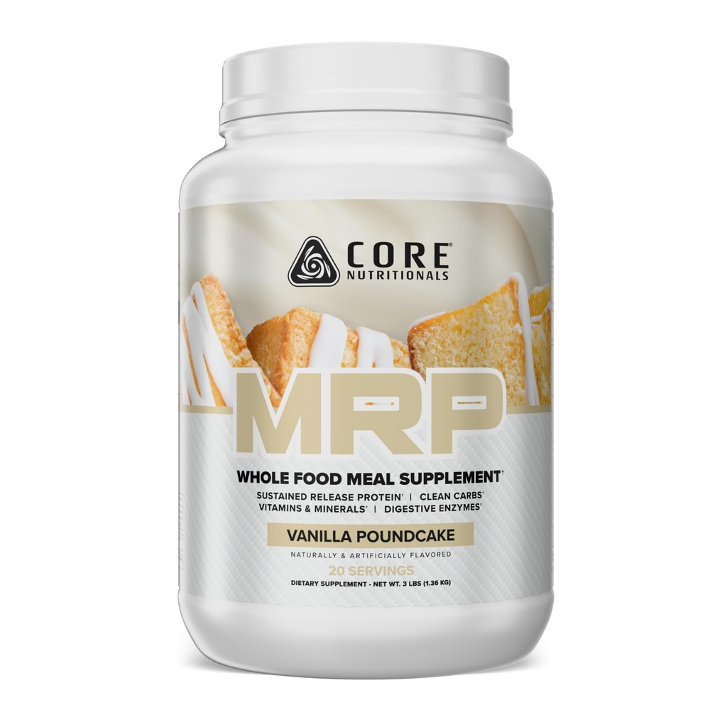 Core Nutritionals MRP Full Spectrum Meal Erstatning Mezzogiorno 124; Whey Protein Blend + Lav Glycemisk Carb Blend Mezzogiorno 124; 27g Protein Mezzogiorno 124; 3 Pund (Vanilla Poundcake)