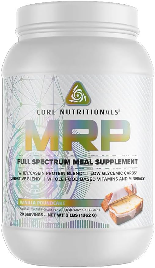 Core Nutritionals MRP Full Spectrum Meal Erstatning Mezzogiorno 124; Whey Protein Blend + Lav Glycemisk Carb Blend Mezzogiorno 124; 27g Protein Mezzogiorno 124; 3 Pund (Vanilla Poundcake)