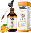 Allergi Relief Drops til katte, Kat Allergi Immunbooster Behandling for sæsonbetinget allergi & fordøjelsesbesvær, Sund lever & immunsystem, Kat Herb supplement med C-vitamin, kylling flavor - 60ml / 2fl.oz