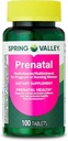 Spring Valley Prenatal Multivitamin / Multimineral til gravide og ammende kvinder Kosttilskud tabletter, 100 Greve - Nyt udseende