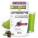 JYM Greens Super Food Powder for Performance, Blåbær Acai, Spirulina, Svampe, Vitaminer, Broccophane & Broccoli, Mænd & Kvinder, 30 Servere