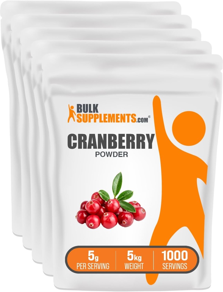 Bulk Supplements.com Cranberry Powder - Tranebær Kosttilskud til kvinder og mænd, Tørrede Tranebær Usødet - Gluten Free & Sugar Free, 5g per Serving, 1kg (2,2 Pound) (Pakke med 1)