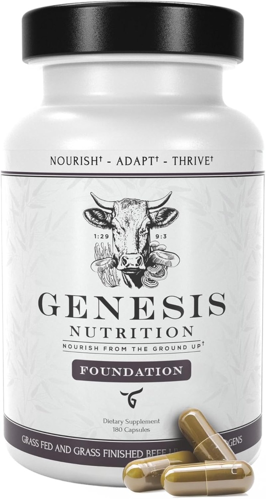 Forstærket Græs Fed Oksekød Lever med Reishi & Cordyceps Mushroom, Ginseng, Rhodiola - 4500mg energi produktion, immunstøtte, Stress Relief, Total Body Wellness