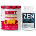Nutrologi Beet Active, Natural Pre- Workout Powder, Passion Fruit Flavor (30 Servere) Zen Natural Magnesium Supplement (30 Servere)