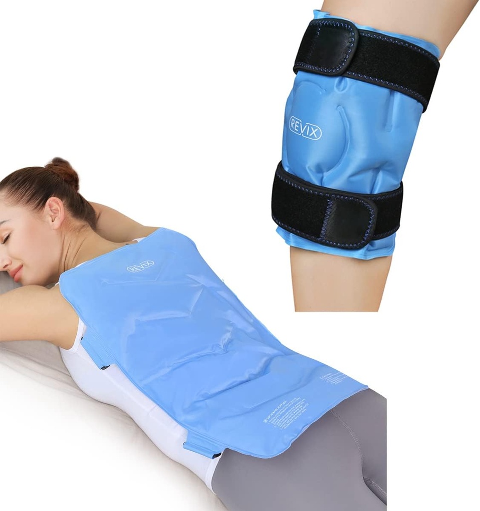 REVIX Ice Pack til knæ og ryg smertelindring, Genanvendelig Gel Ice Wrap til skader og gigt