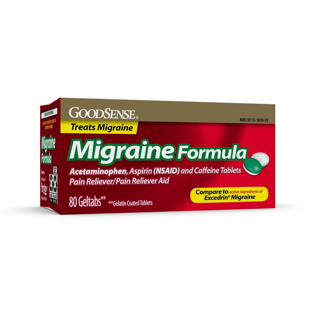 GoodSense Migræne Relief Geltabs, Acetaminophen, Aspirin (NSAID) og Koffein, 80 Greve