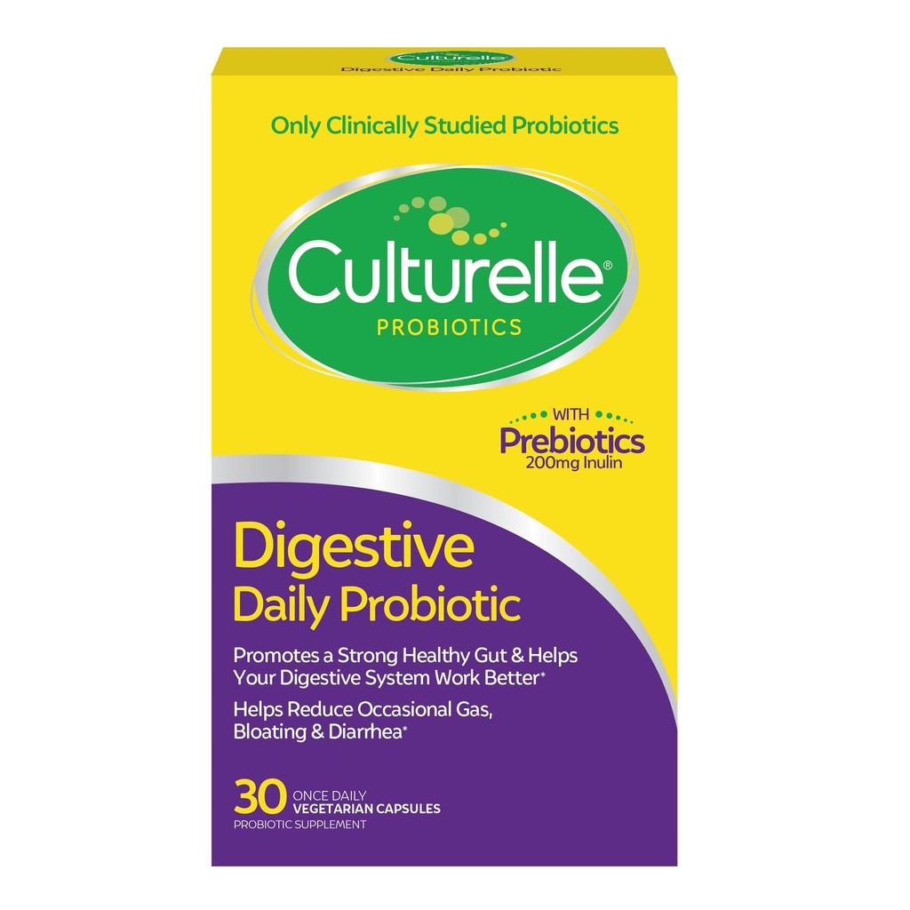 Culturelle daglige probiotiske kapsler til mænd og kvinder, de fleste klinisk undersøgt probiotisk stamme, fordøjelsesbesvær & Gut sundhed, understøtter lejlighedsvis Diarré, Gas & Bloating, 1 Måned Supply, 30 CT
