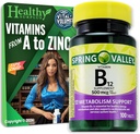 Healthy Surplus Vitamin B12 Supplement Tablets 500 mcg 100 Tablets and Vital Volumes Tips Card