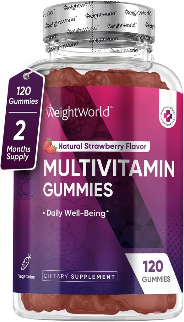 WeightWorld Voksen Multivitamin Gummies - 120 Mænds Gummy Multivitaminer med næringsstoffer til dagligt velvære - Vegetarisk Women 's Gummy Vitamin (2-måned Tilgang) - Non- GMO, Lactose- Free & Gluten- Free