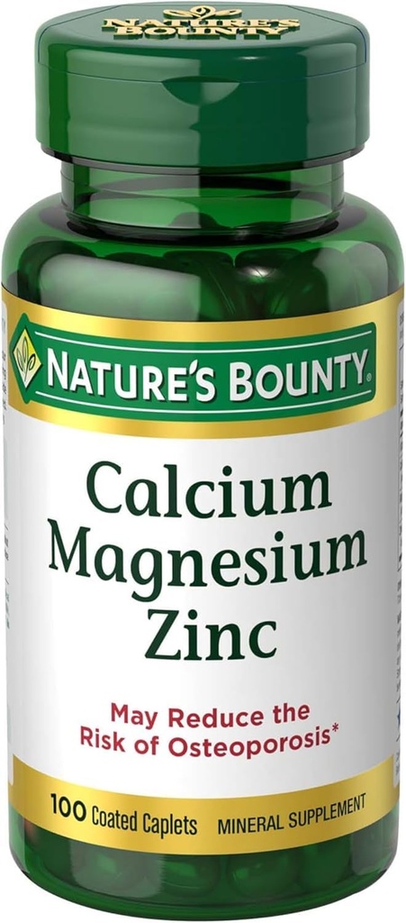 Nb VIT Cal / Mag / Zink Størrelse 100s Nature 's Bounty Calcium-Magnesium-Zink Caplets 100 Tæl
