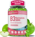 Niacinamid 500mg Gummies, Chewable Vitamin B3 tillæg med Resveratrol 500mg, høj potens Niacin til antioxidant, hud & hjerne sundhed, immunforsvar, Vegansk Apple Flavor, 60 Greve