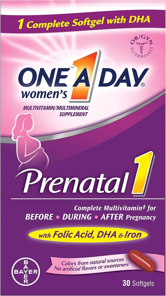 One- A- Day Prenatal 1 med DHA & folinsyre Softels, 30 ea (pakning med 6)