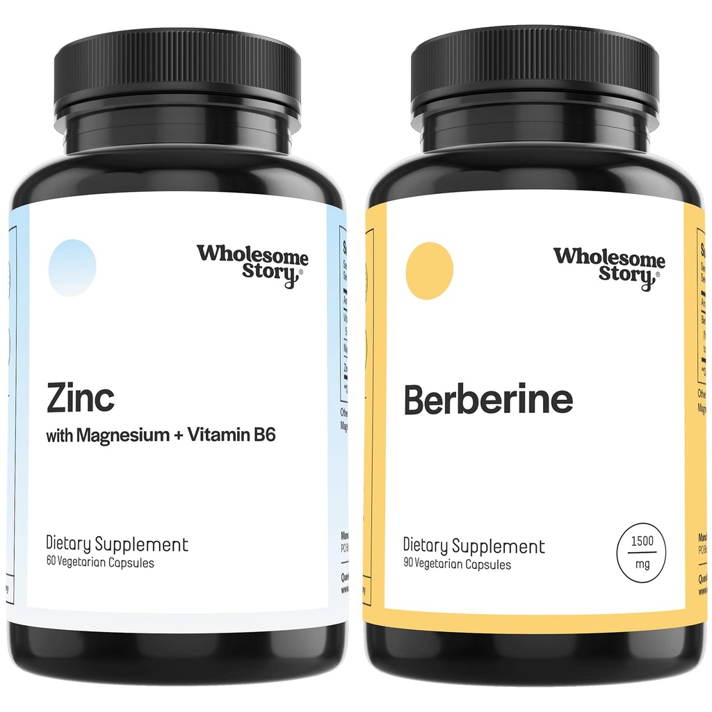 Zinc & Magnesium + Berberine | Zinc Picolinate Magnesium Glycinate Supplements with Vitamin B6 + Berberine 1500mg HCl Supplement | Reproductive Health, Hormone Balance & Immune Support | 30 Day Supply