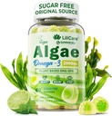 Omega 3 Gummies 2200mg fra Algae Oil (DHA 640mg & EPA 290mg) for kvinder & mænd, Vegan Omega 3 Fish Oil Alternative, w / CoQ10, Astaxanthin, Vitamin A, E, D3 for hjerne, Eye, Antioxidant, Sugar Free, 1Pack