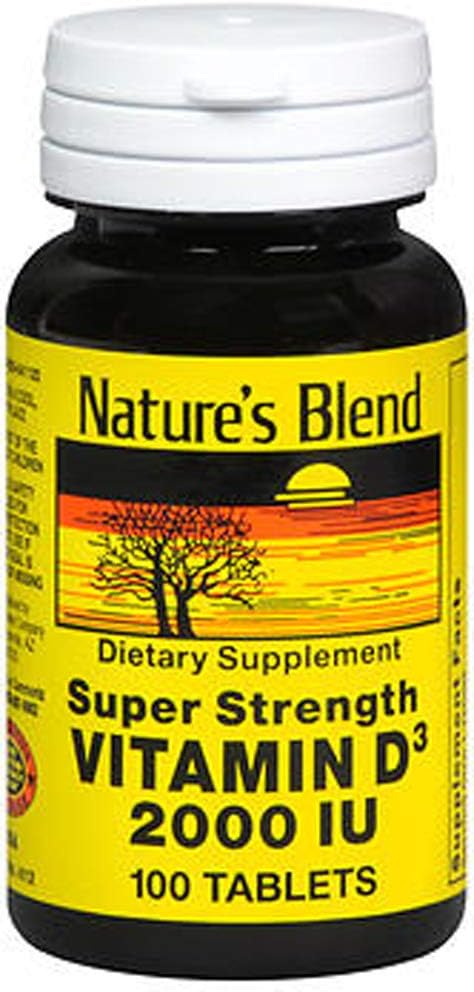Nature 's Blend Vitamin D3 2000 IE Super Styrke - 100 tabletter, pakke med 3