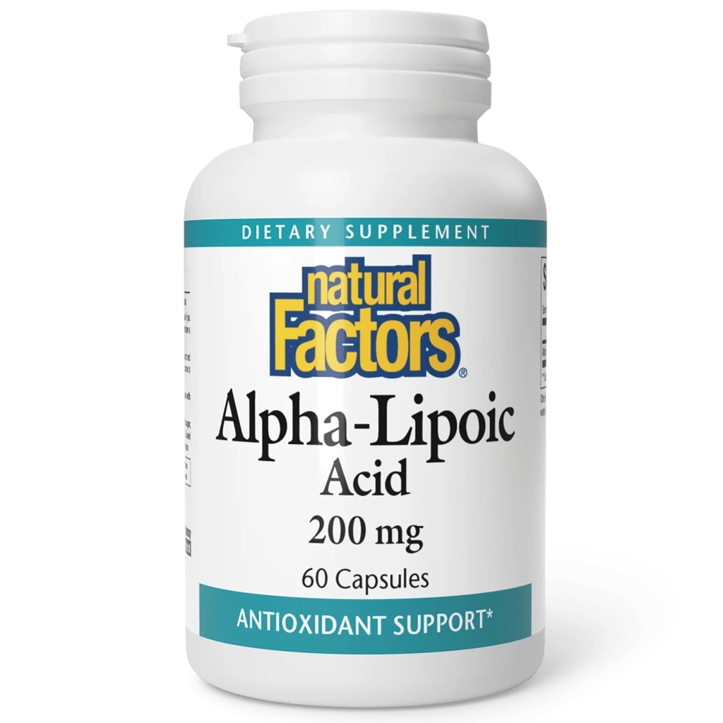 Naturlige faktorer Alpha- liposyre 200 mg kapsler, 60- tal