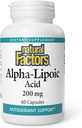 Naturlige faktorer Alpha- liposyre 200 mg kapsler, 60- tal