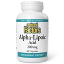 Naturlige faktorer Alpha- liposyre 200 mg kapsler, 60- tal