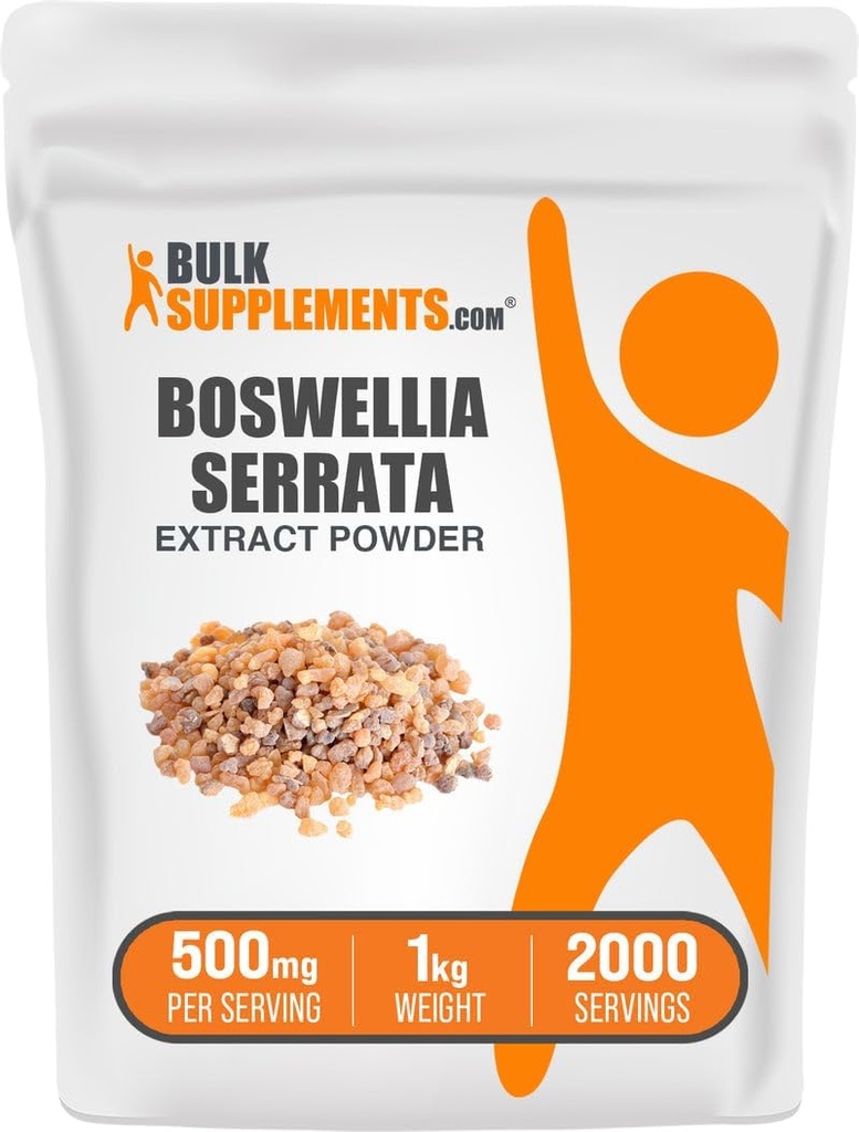 BulkSupplements.com Boswellia Serrata Extract Powder - Boswellia Supplement, fra Frankincense Resin - Vegan & Gluten Free, 500mg per Serving, 1kg (2.2 lbs) (Pack of 1)