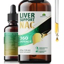 Leverstøtte NAC 360 Defense - Flydende leversundhed med NAC, Milk Thistle, Mælkebøtte, Chicory, Gurkemeje, Chanca Piedra, Beet Root & Zink - Understøtter lever Detox, Rense & Cellular Health - 4 Fl Oz