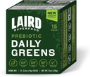Laird Superfood Prebiotic Daily Green Powder - Pack of 15 Single Serve Sachels - Essential Vitamin & Minerals - Fiber, Adaptogen & Frugter, Grøntsager - Understøtter Gut Health - Non- GMO, Vegan