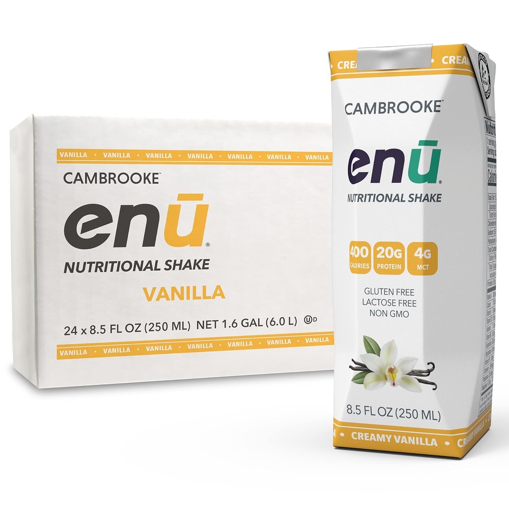 ENU Nutrition Shakes - 20g Protein Budding 124; 400 kalorier - Måltid erstatning for vægt Gain (Vanilla, pakke med 24)