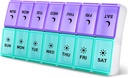 DANIERENDE Stor Pill Organizer 2 gange om dagen, Ugentlig Pill Box 2 per dag, AM PM Pill Case, Pill Container 7 dag, Vitamin Case To gange om dagen