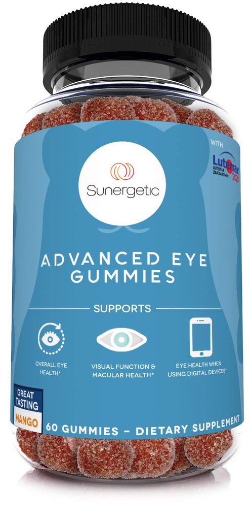 Premium Eye Support Gummies- Lutein Gummies med Zeaxanthin Understøtter Samlet Øje Sundhed, Vision & Macular Health- Klinisk Studerede Lutein & Zeaxanthin Gummies med Lutemax 2020- 60 Eye Gummies