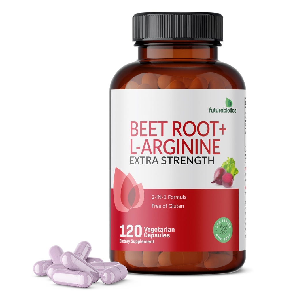 Futurebiotika Beet Root + L- Arginin, Non- GMO, 120 Vegetariske kapsler