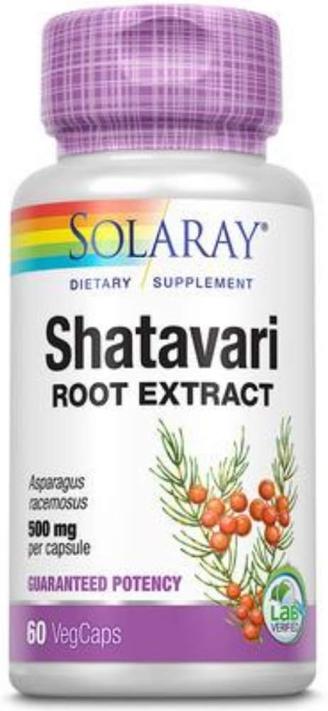 SOLARAY Garanteret potens Shatavari Root Extract, Veg Cap (Btl- Plastic) 500mg