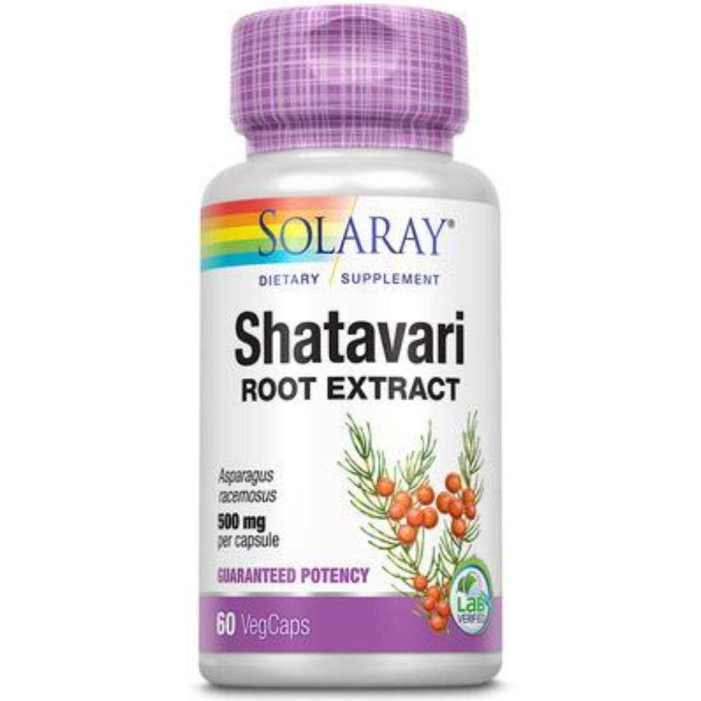 SOLARAY Garanteret potens Shatavari Root Extract, Veg Cap (Btl- Plastic) 500mg