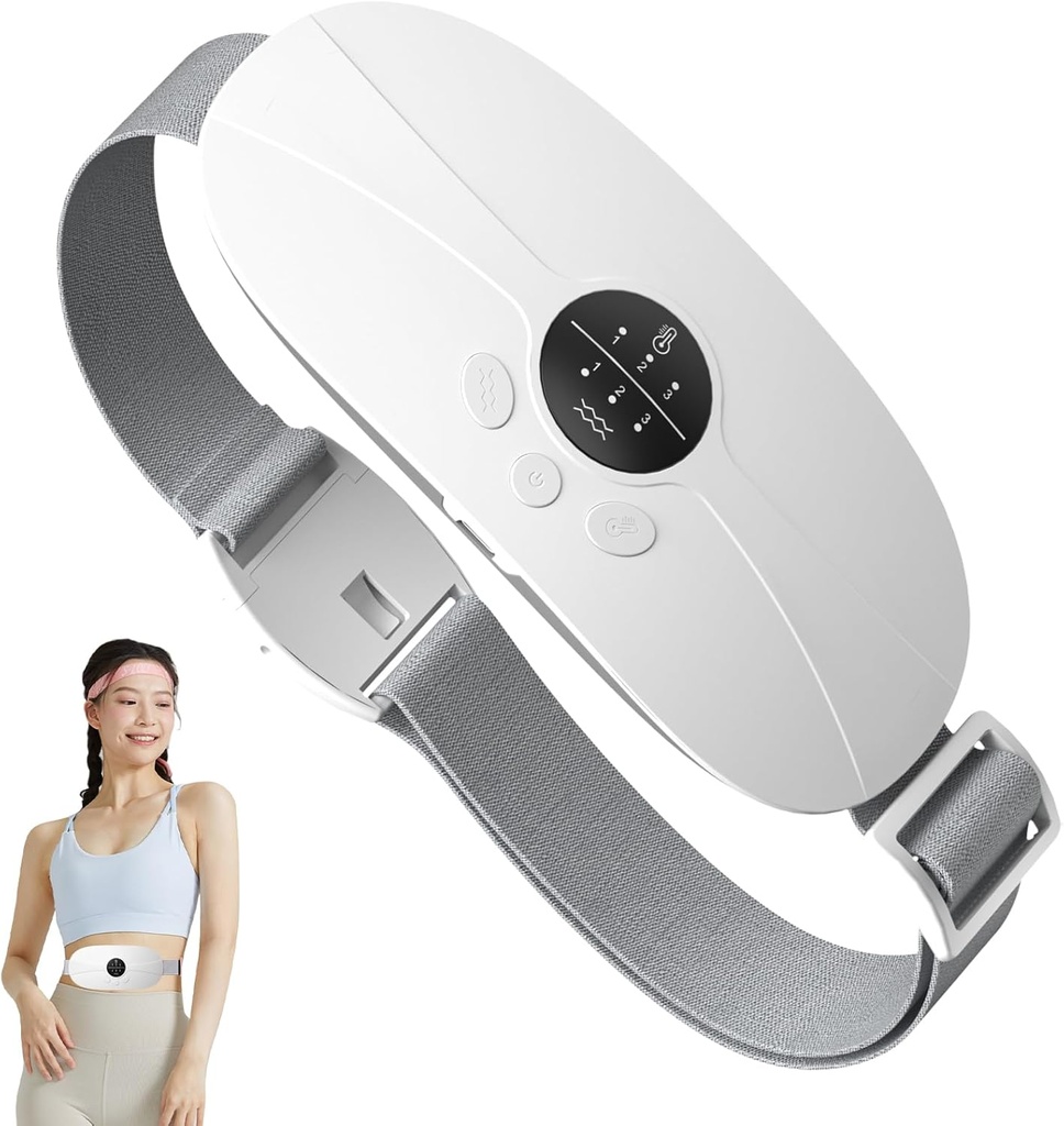 Proversal opvarmning Pad for Periode kramper, Cordless menstruation opvarmning Pad med 3 varmeniveauer og 3 vibrationer Massage Modes, for Periode smerte, bedste gaver til hende, kvinder og pige (hvid)