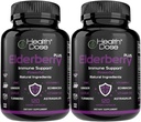 Helbredsdosis Elderberry Plus kapsler - immunsupporttillæg med vitaminer C, D3, zink, Selenium & 11 Ingredienser til år- Round Wellness - 120 Veggie kapsler, 2-måneders levering pakke med 2