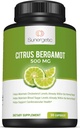 Sunergetic Bergamot Capsules- Formuleret med Organic Bergamot Extract- Klinisk Studerede Bergamonte ® til støtte sunde Cholesterol Niveauer inden for normal Range- 30 Citrus Bergamot kapsler