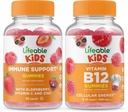 Lifeable immunsupport Kids + vitamin B12 Kids, Gummies Bundle - Great Tasting, Vitamin Supplement, Gluten Free, GMO Free, Chewable Gummy