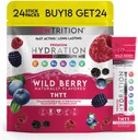 Hydrering Pulver, Wild Berry Pack med 24 Electrolyte Powder Pakninger, Naturlig Smagsfyldt Hydrating Pakninger til vand, Hurtig fungerende Hydrate Elektrolyter med Vitaminer B & C, Energi & Inddrivelse