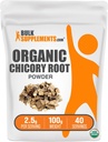 BulkSupplements.com Organic Chicory Root Powder - Chicory Root Supplement, Chicory Root Coffee Alternative - Fiber Supplement, Gluten Free, 2,5 g per Serving, 100g (3,5 oz) (Pack of 1)