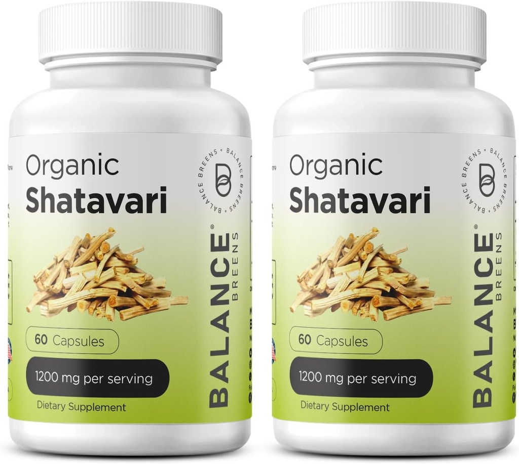 Organic Shatavari 1200mg, 60 kapsler - Amning Support Vitaminer, Hormonal balance for kvinder, Asparges Racemosus Root