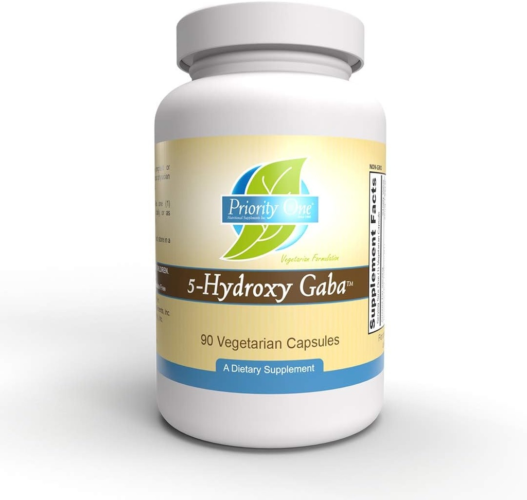 Prioriteret 1 Vitamin 5 Hydroxy GABA (Gamma aminosmørsyre) (5htp) * 90 Vegetariske kapsler