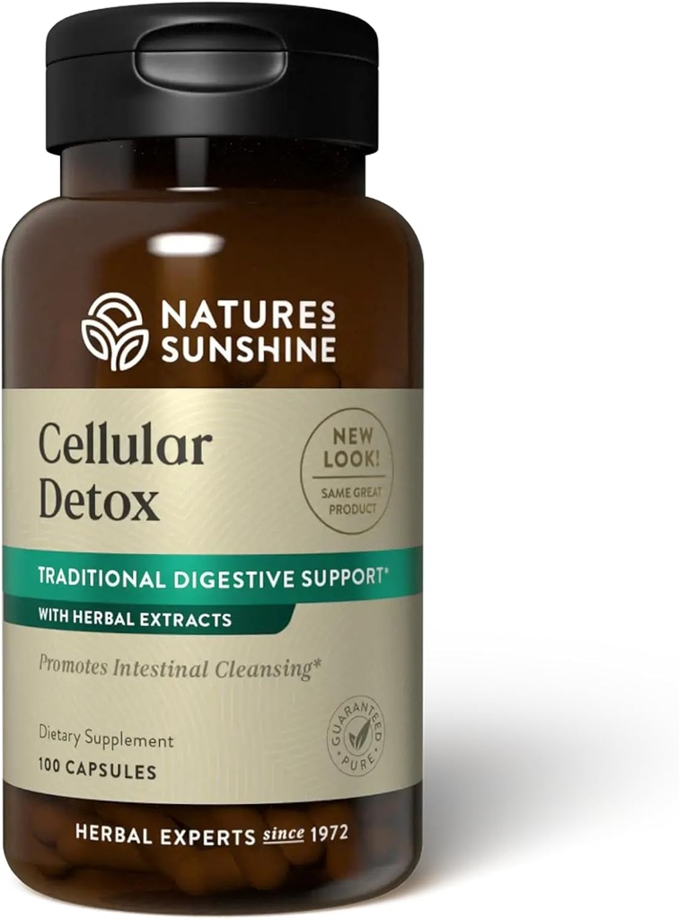 Nature 's Sunshine Cellular Detox, 100 kapsler, Kosher Buddy 124; Natural fordøjelsessystem supplement, der hjælper med at lette afføring med urter