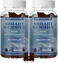 Shilajit Gummies 600mg, Shilajit Supplement med spor Minerals & Fulvic Acid for Energy and Imunity Support, Organic Shilajit Resin for Mænd & Kvinder, Vegan, 60 Gummies (2 Pack)