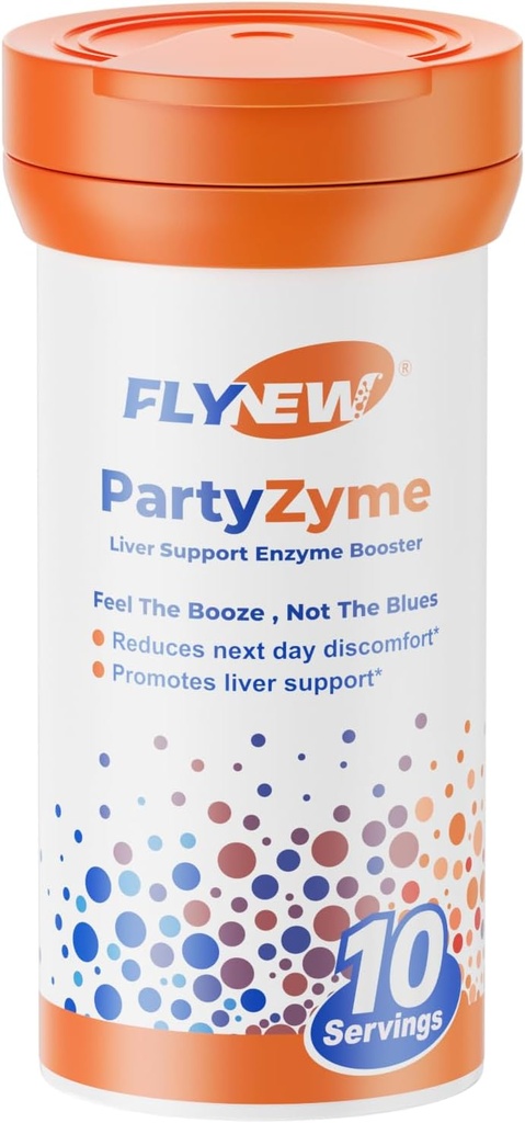 PartyZyme for post- Celebration wellness, Sober Up Pill, Bedre morgen, Party smart support, leverstøtte, Natural Enzyme Booster Made in USA, NADH, DHM, L- Theanine, VITAMIN C, 10 tabletter, GMP