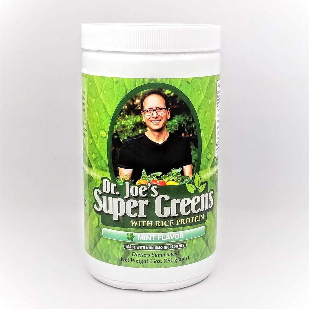 Dr. Joes Super Green - Mint Flavor - Vegansk, Grøn, Superfood pulver med ris protein